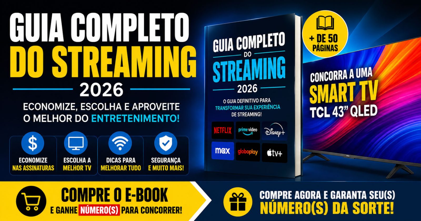 📺🔥 EBOOK +  SMART TV TCL 43" QLED + ASSINATURAS DE STREAMING 🔥📺