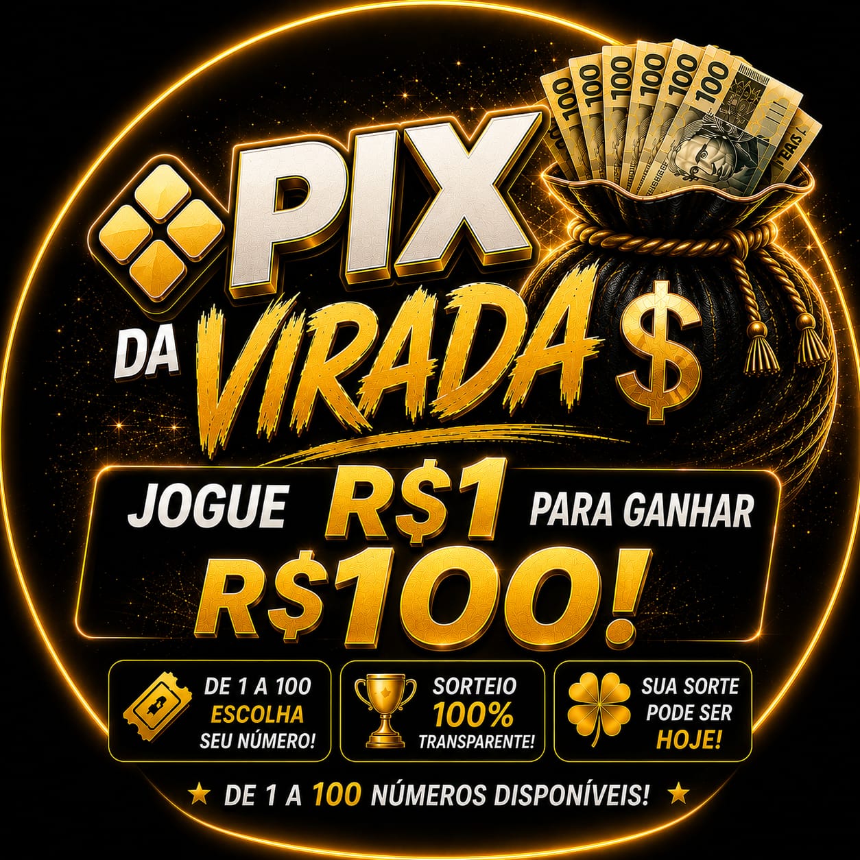 🍀 Pix da Virada — Jogue R$1 e concorra a R$100