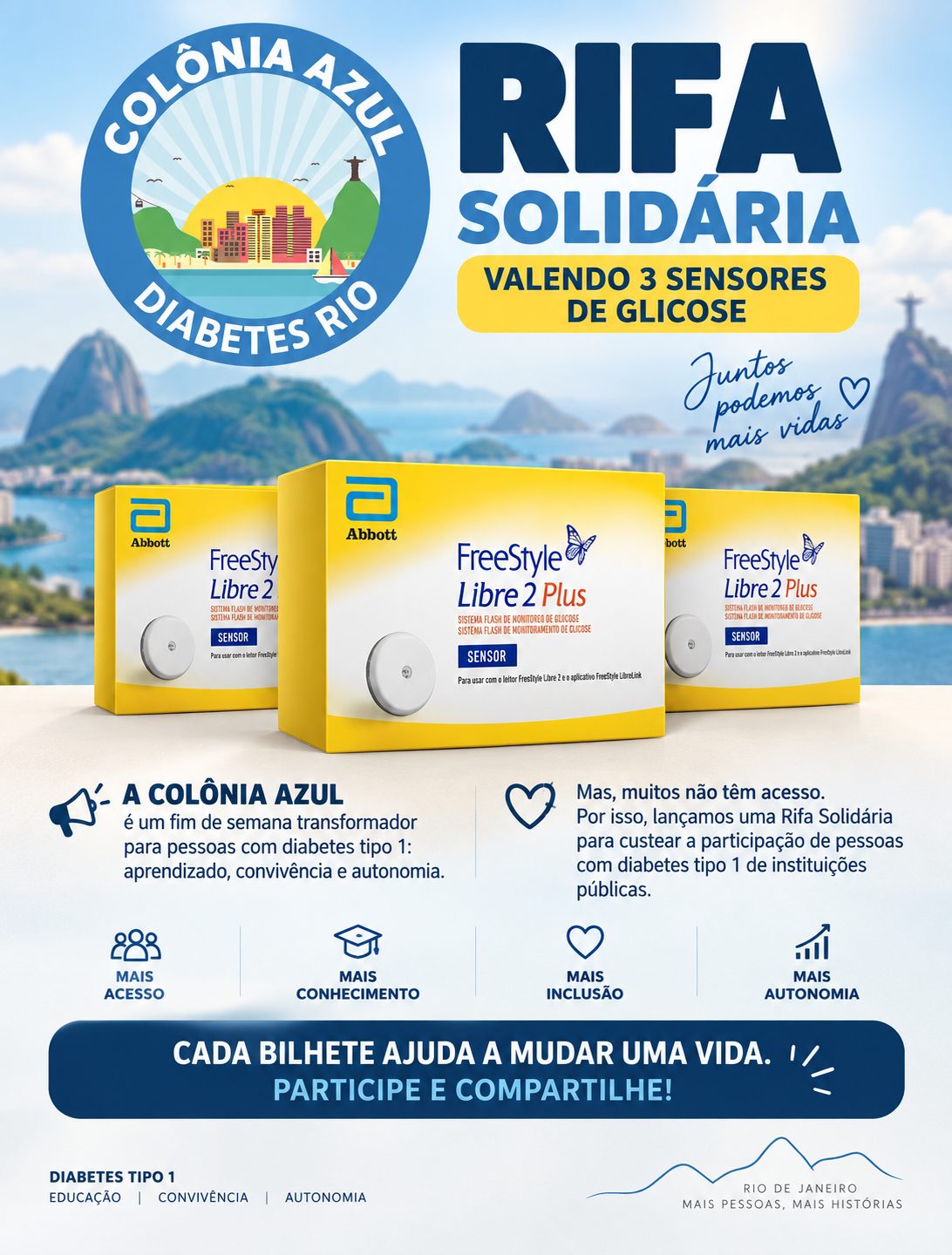 Rifa solidária valendo 3 sensores de glicose