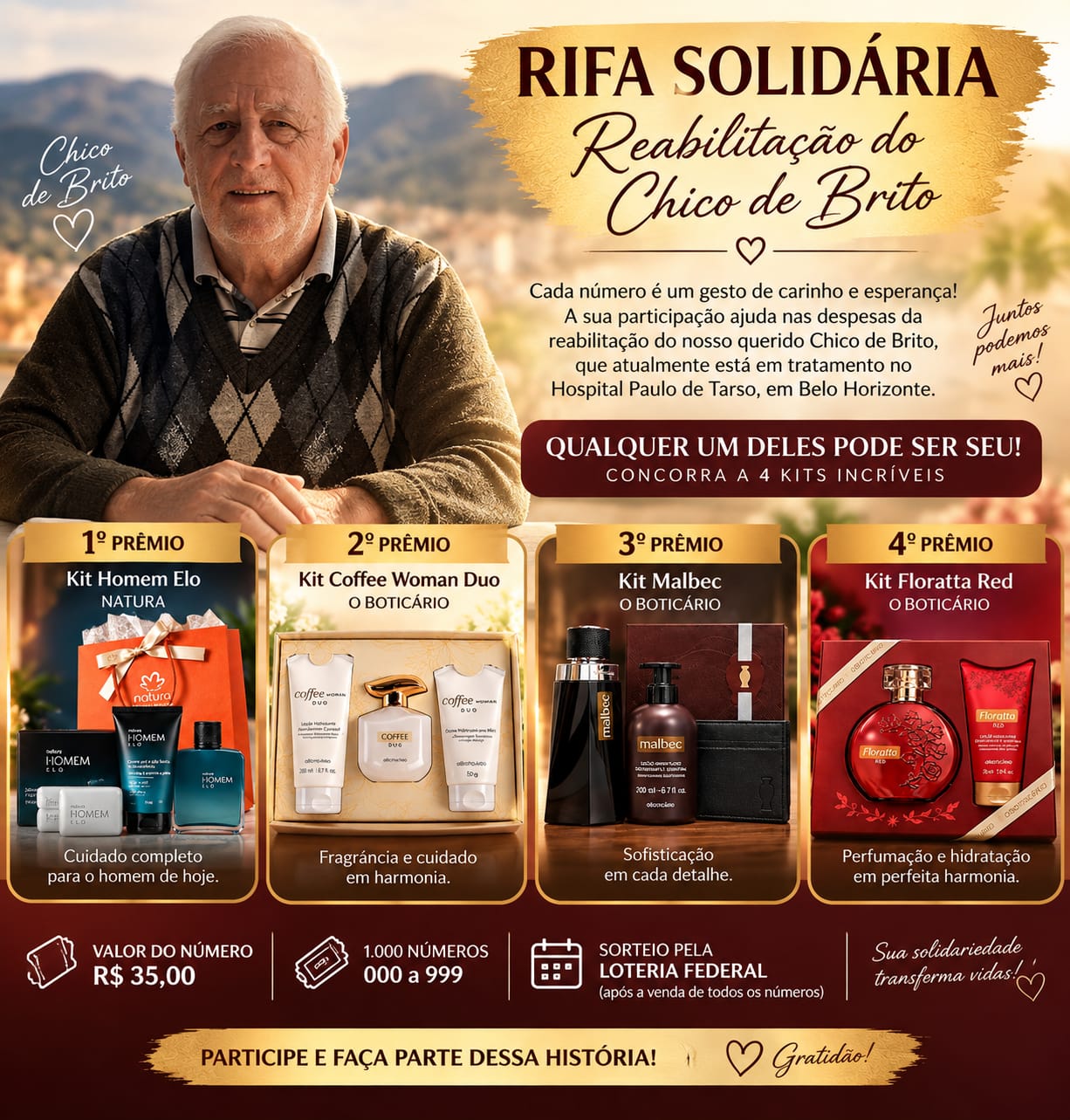 RIFA - AÇÃO SOLIDÁRIA - REABILITAÇÃO CHICO DE BRITO